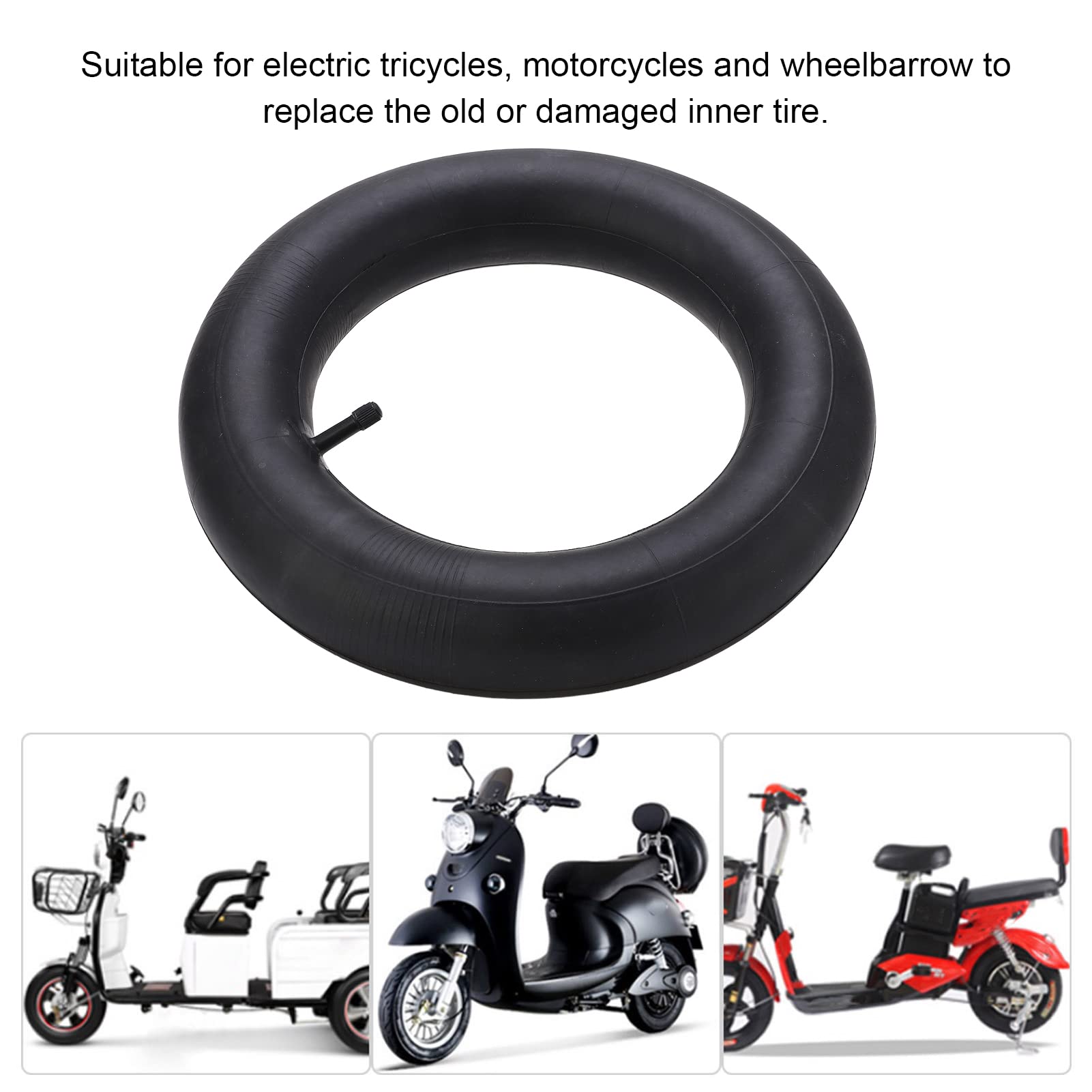Dętka do Taczek Trwała, Amortyzująca Gumowa Dętka Wewnętrzna do Elektrycznych Rowerów Trójkołowych, 1-częściowa do Motocykla, Taczki (Proste usta)