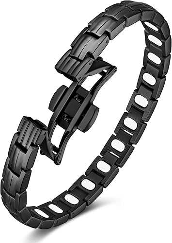 Miniatura 10 de Jecanori Pulseras magnéticas para mujer con imanes Gauss 3800 mejorados, pulseras de acero inoxidable con trébol de cuatro hojas para mujer, regalos