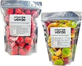 Kit Morango Chips Liofilizado + Mix de Frutas Muito Crocante 100% Natural - 100gr Cada - Origem Verde