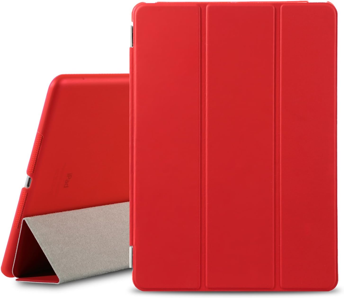Besdata Ultra Thin Magnetic Smart Cover,Auto Wake/Sleep Function,Translucent Back Case for 2013 iPad Air with Screen Protector,Cleaning Cloth,Stylus (Red)