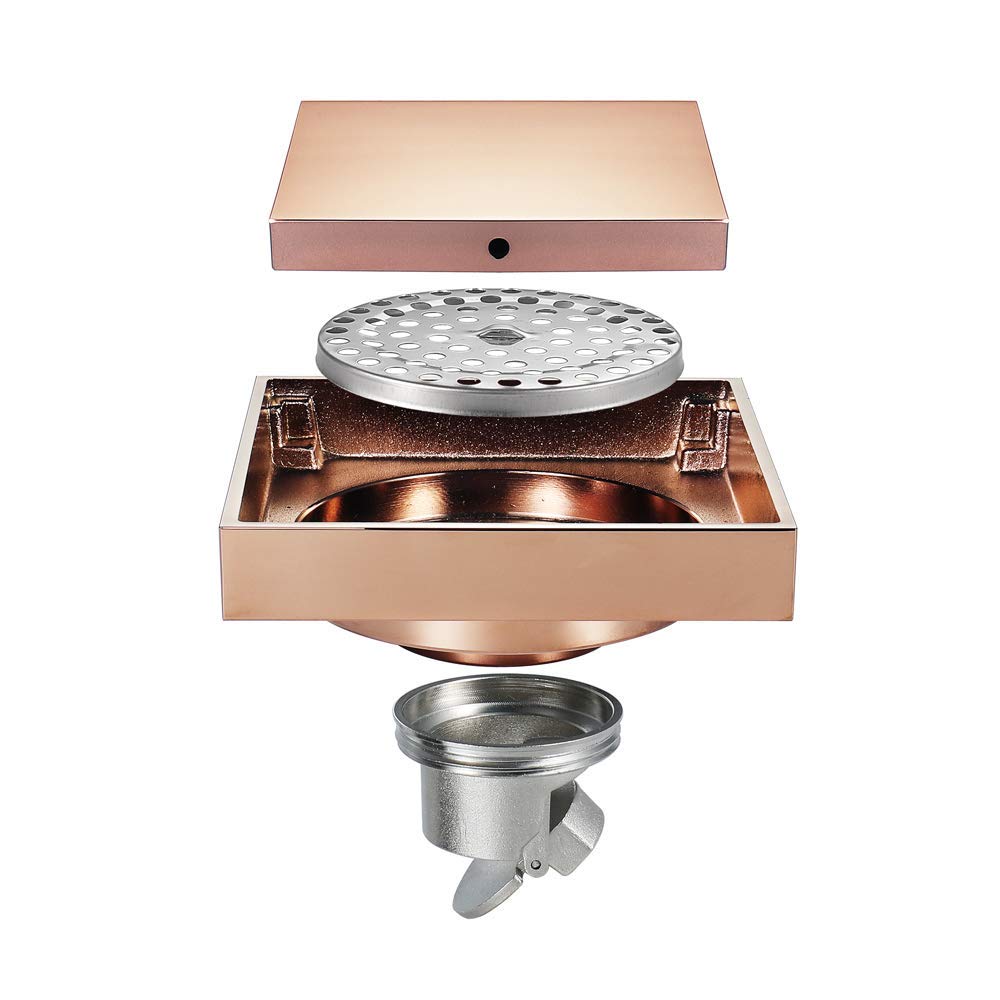 Abflussabdeckung,Duschabflussabdeckung, Messing-Duschbodenablauf,10,2 cm,quadratischer Duschbodenablauf,abnehmbare Abdeckung, Badezimmer-Abtropffläche mit Haarsieb