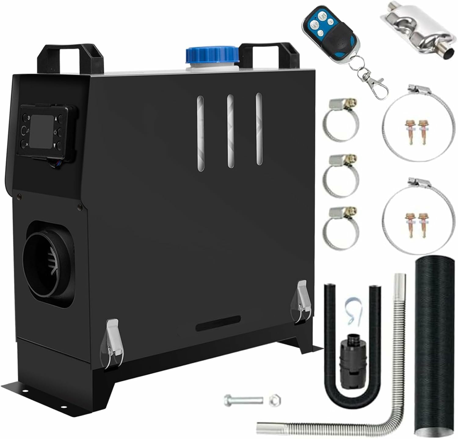 8KW Diesel Lufterhitzer, 12V Dieselheizung Luft Standheizung | Air Diesel Heizung mit Schalldämpfer, LCD Schalter für Auto RV Boote KFZ PKW LKW Wohnmobil Bus Garage (schwarz)