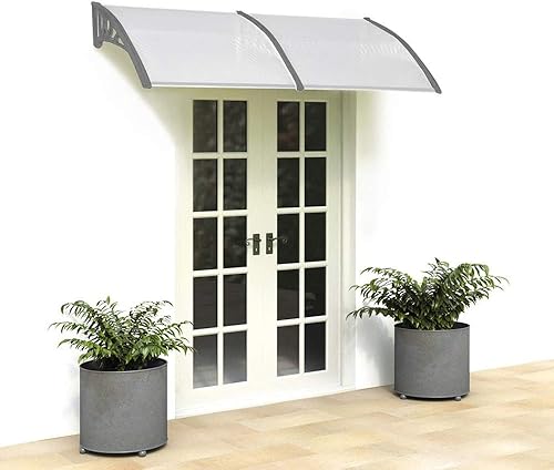 Miniatura 7 de Flandre Toldo para puerta de patio, cubierta de policarbonato para puerta delantera, toldo para patio al aire libre, protección UV, lluvia y nieve,