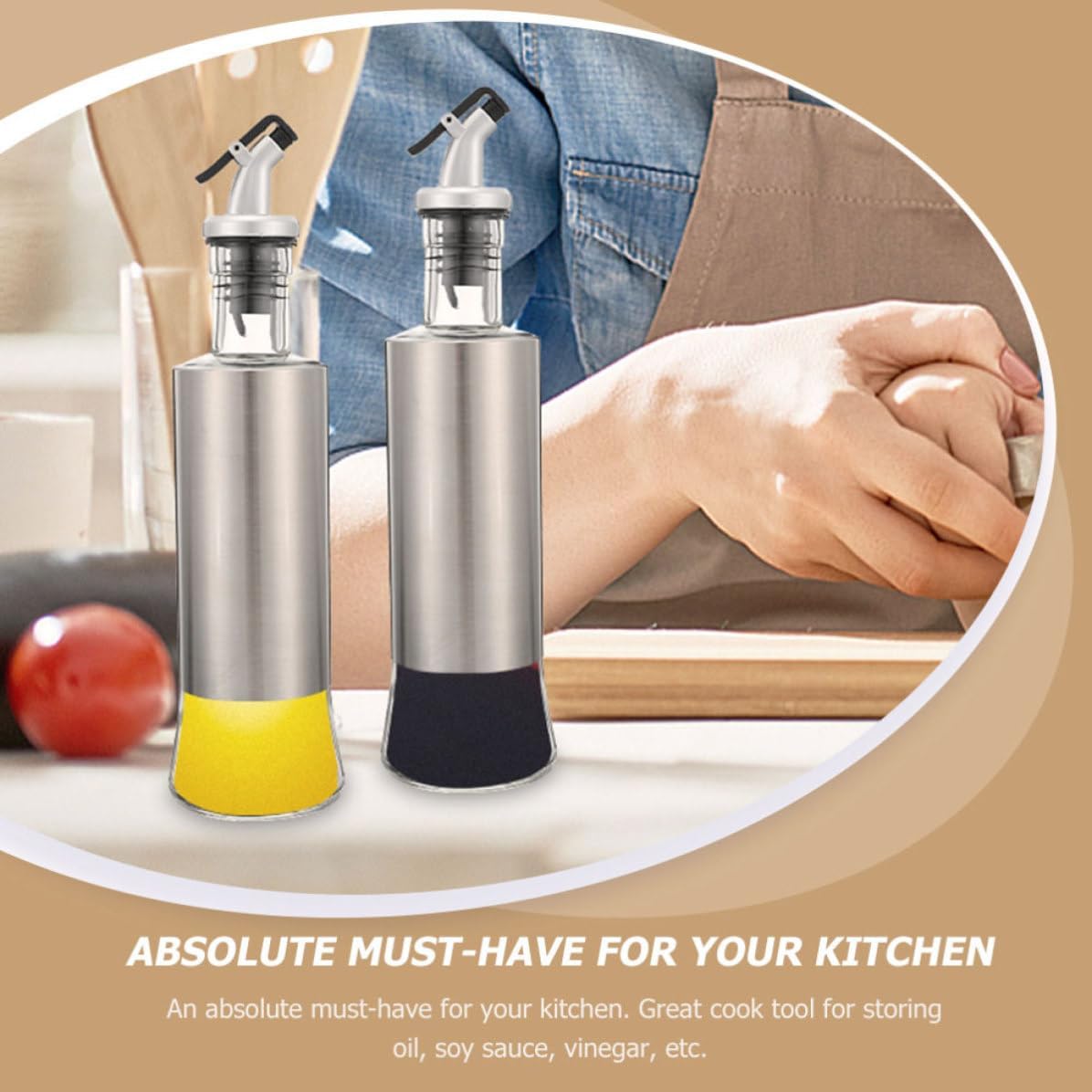 Garneck Ml Stainless Steel Glass Oil Dispenser Bottle for Salad Dressing
