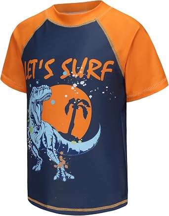 Kids Swim Shirt Boys Short Sleeve Rash Guard Shirts UPF 50+/Sun Protetion Swimsuits