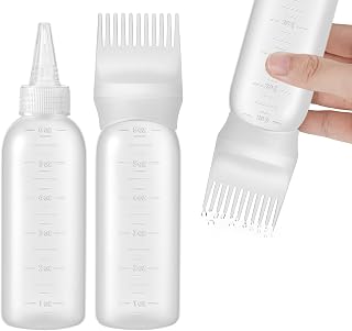 Root Comb Applicator Bottle, Hair Oil Applicator Bottles Dye Brush, 6 Ounce Oil Applicator for Hair Dye, Hair Oiling Applicator Hair Coloring Brush Bottle with Graduated Scale, 2 Pack