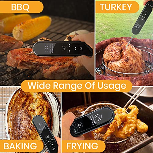 Circrane Digital Instant Read Thermometer, Led Hight Bright Screen With Huge Digits And Alarm, Meat Thermometer For Grilling, Cooking And Bbq, Black #TOP7