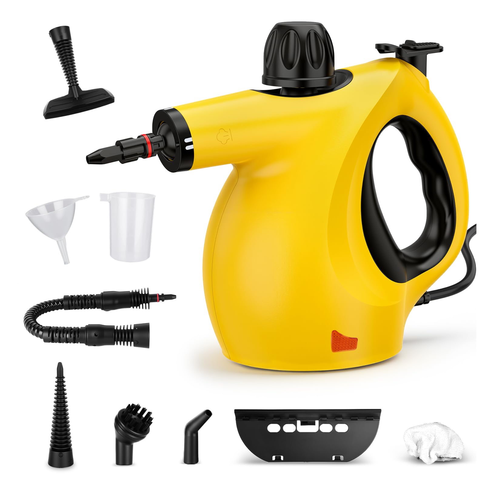 Handheld Steam Cleaner, 1100W 3.2 Bar 120°C High-Temp Pressurized Steamer with 9 Accessories, 450ml Tank, Chemical-Free Cleaning for Tile, Grout, Carpet, Couch, Kitchen, Bathroom & Windows