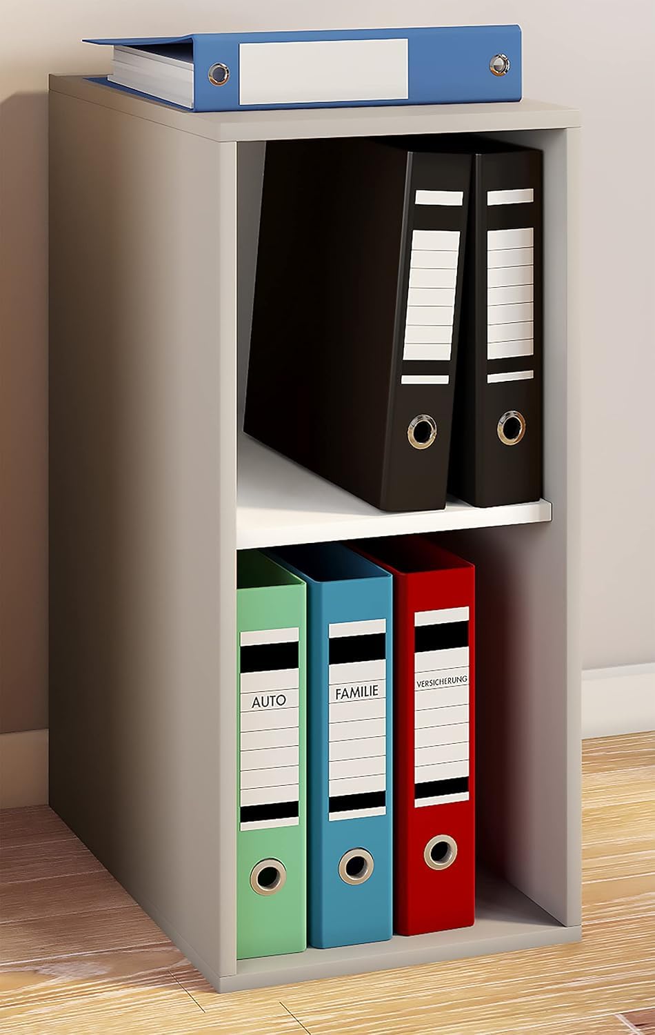 VCM Holzregal stehend | platzsparender Aktenschrank | Maße ca. H. 74 x B. 35 x T. 37 cm | Elegantes Regal | Büroregal – Lona I 2f