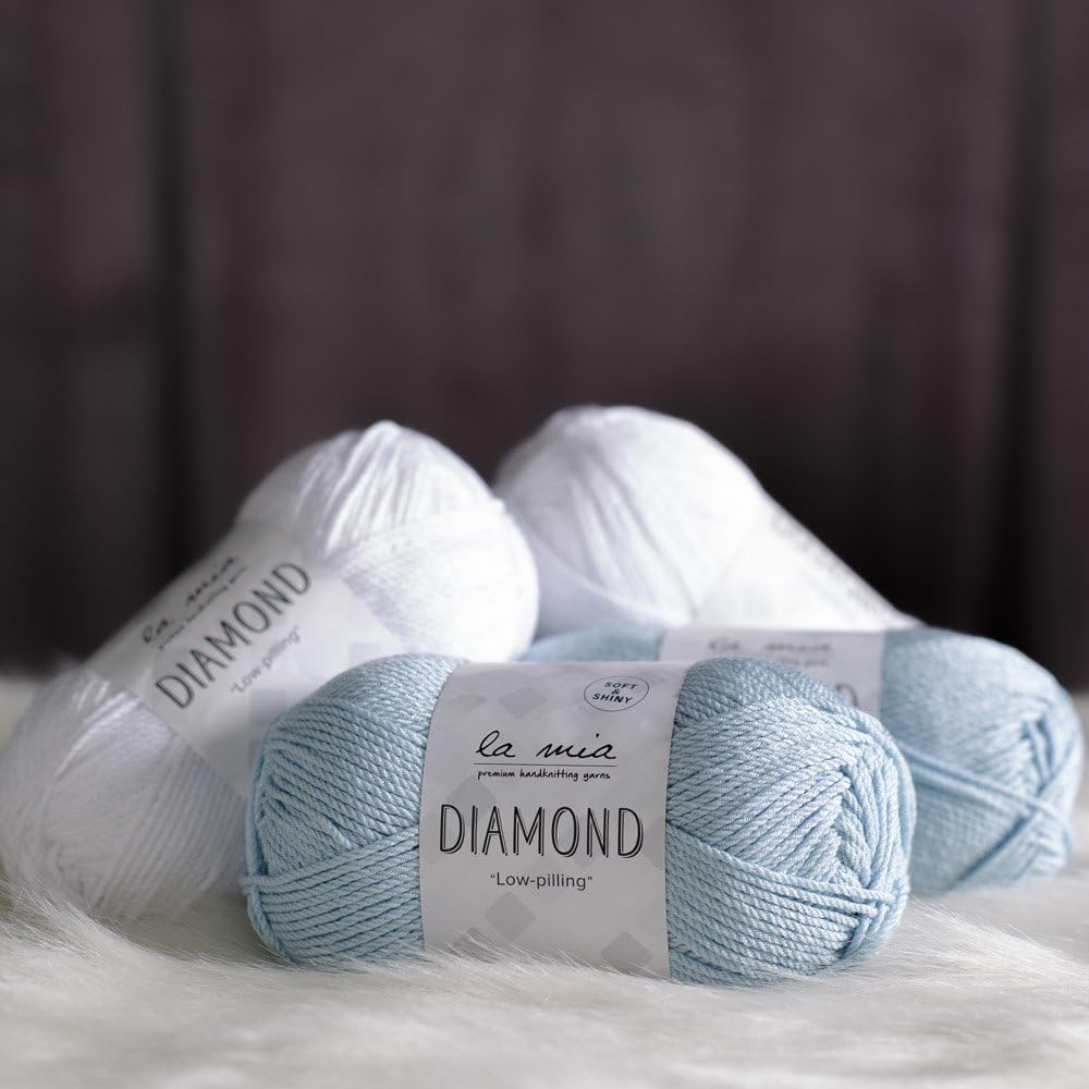 3 Skein La Mia Diamond Total 10.5 Oz Each 3.5 oz (100 g) / 229yd (210m), 70% Acrylic 30% Microfiber, Medium, Worsted - Image 4