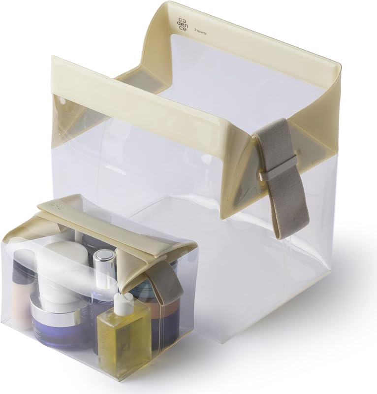 Necessaire de viagem Cadence Parcel Pebble Grande com fechamento magnético, TPU reciclado e design transparente