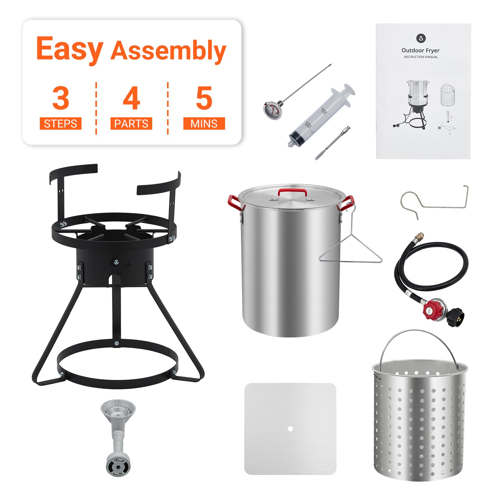 Garvee Truthahn Fritteuse 30L Mit Gasbrenner – Outdoor BBQ Set, Aluminium
