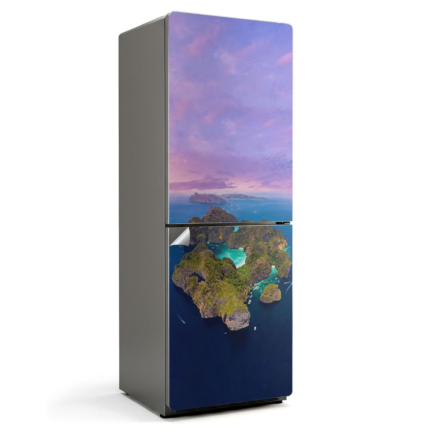 Autocollants pour frigo 70x190 décor île tropicale pour rénover la cuisine