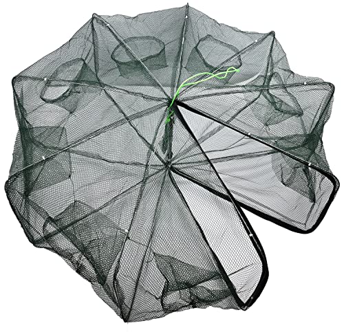 Portable Folded Fishing Net, Easy Use Traps Cage Baits Cast Mesh Trap For Minnow/Crawfish/Crab/Lobster/Fishes (6 Holes) #TOP3