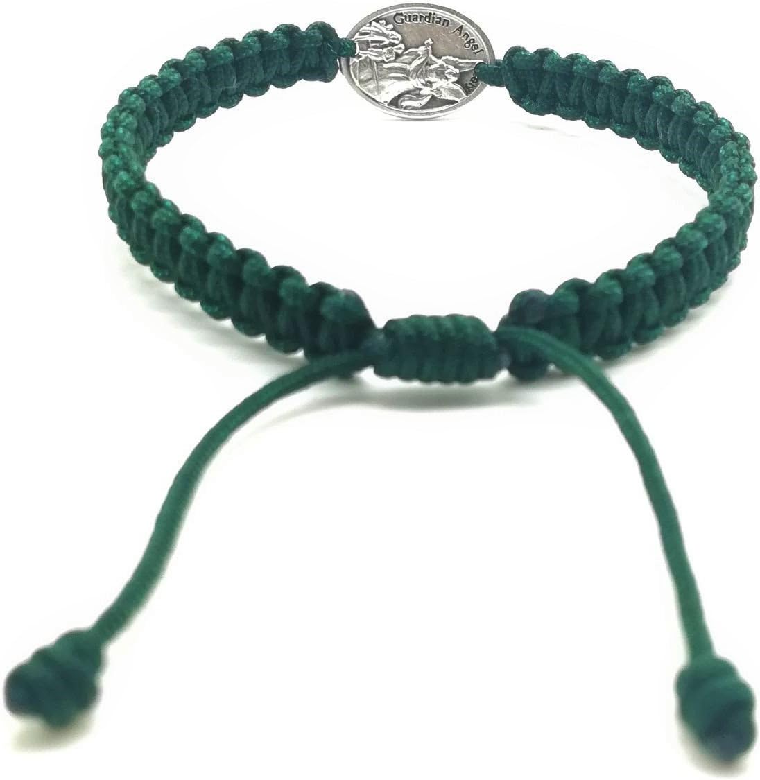 St Michael Archangel Bracelet/Guardian Angel Medal/Adjustable Green Christian Bracelet