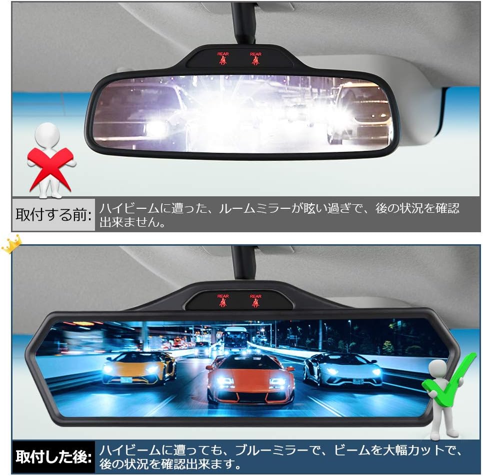 Amazon Auto Spec ホンダ 新型 N Box Jf3 Jf4 ルームミラー ブルー鏡 ハイビーム防止 眩い防止 ハイビームカット 防眩レンズ H29 8 車種専用設計 視界面積拡大 内装パーツ アクセサリー 装着簡単 カスタムパーツ メーカー直営 N Box Jf3 Jf4 ブルー鏡 ルーム