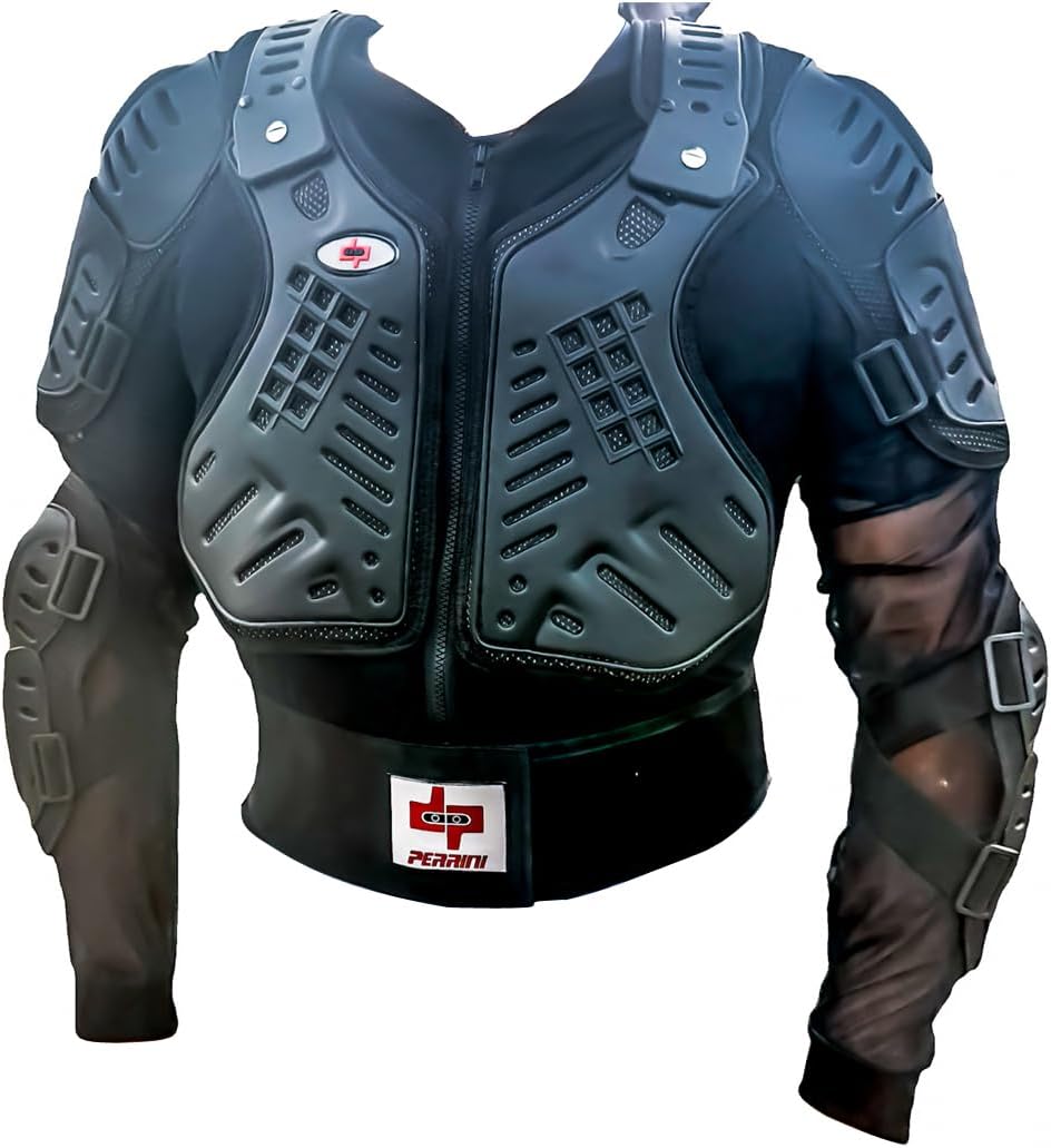 Motorcycle Racing Riding Full Body Armor Spine Protection Jacket w/ GP Armor Black