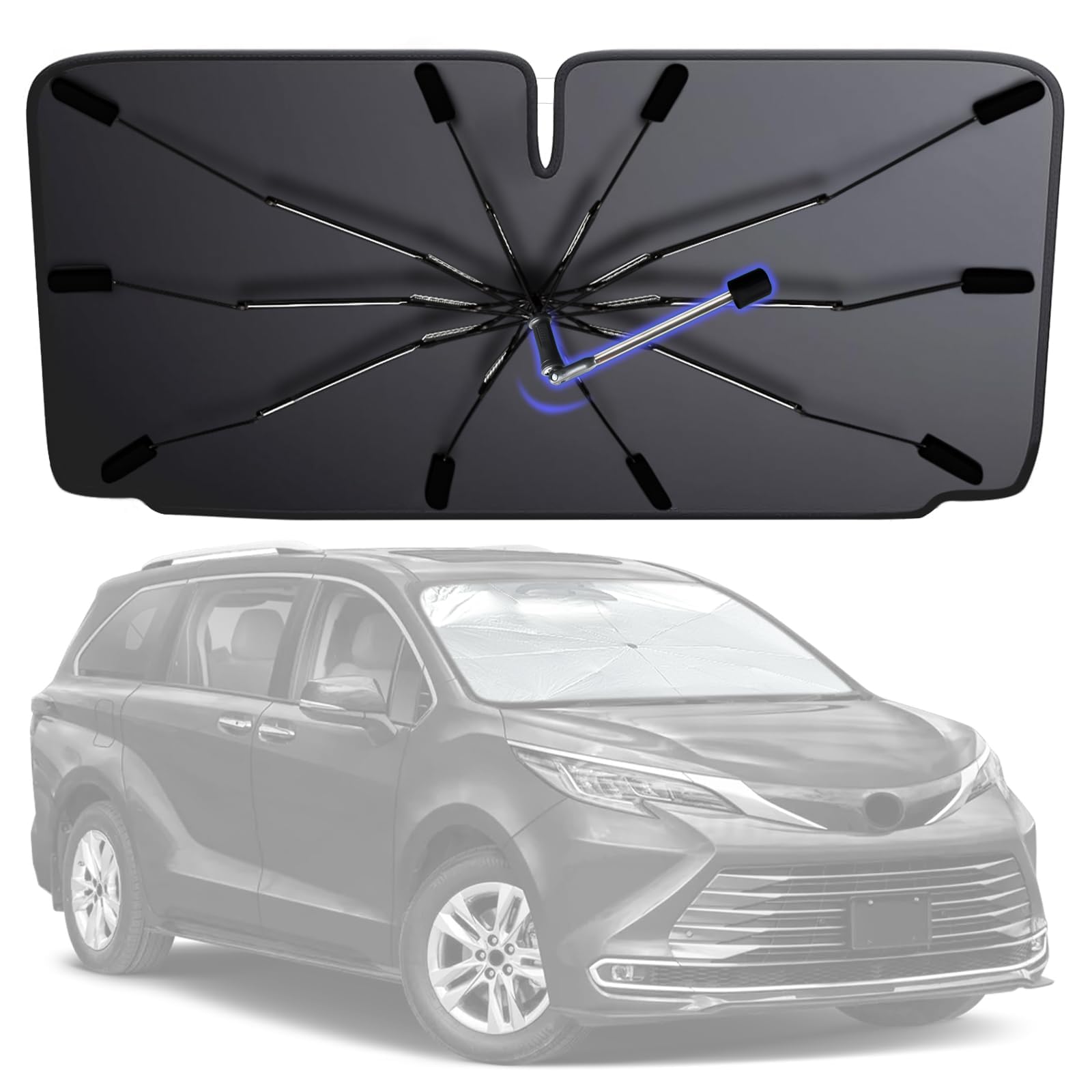 Photo 1 of [2026 Upgrade] Windshield Sun Shade Umbrella, Scratch-Free Car Sunshade for SUVs, Foldable Automotive Interior Sun Protection | Highly UV Block Coating Auto Heat Shield Accessories(XX-Large)