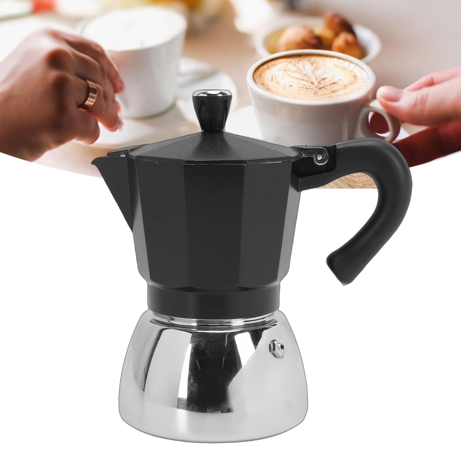 Caffettiera Italiana, Caffettiera da Piano Cottura da 300 Ml con Base a Induzione, per Fornello Elettrico a Gas da Campeggio per Uso Domestico