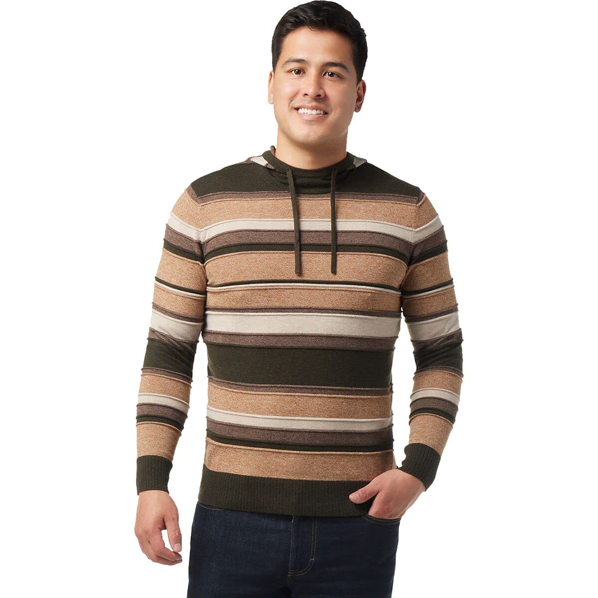 Smartwool Men's Merino Wool Sparwood Pattern Hoodie Sweater (Regular Fit), Acorn Heather Stripe, X-Large