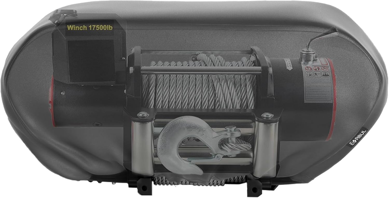 EVRBUL 55 x 24 x 19 cm. Copertura per verricello – Robusta protezione 420D con elastico, doppia cucitura, antipolvere – Compatibile con verricelli elettrici (8500-17500 lbs) 21,5 x 9,5 x 7,5 in