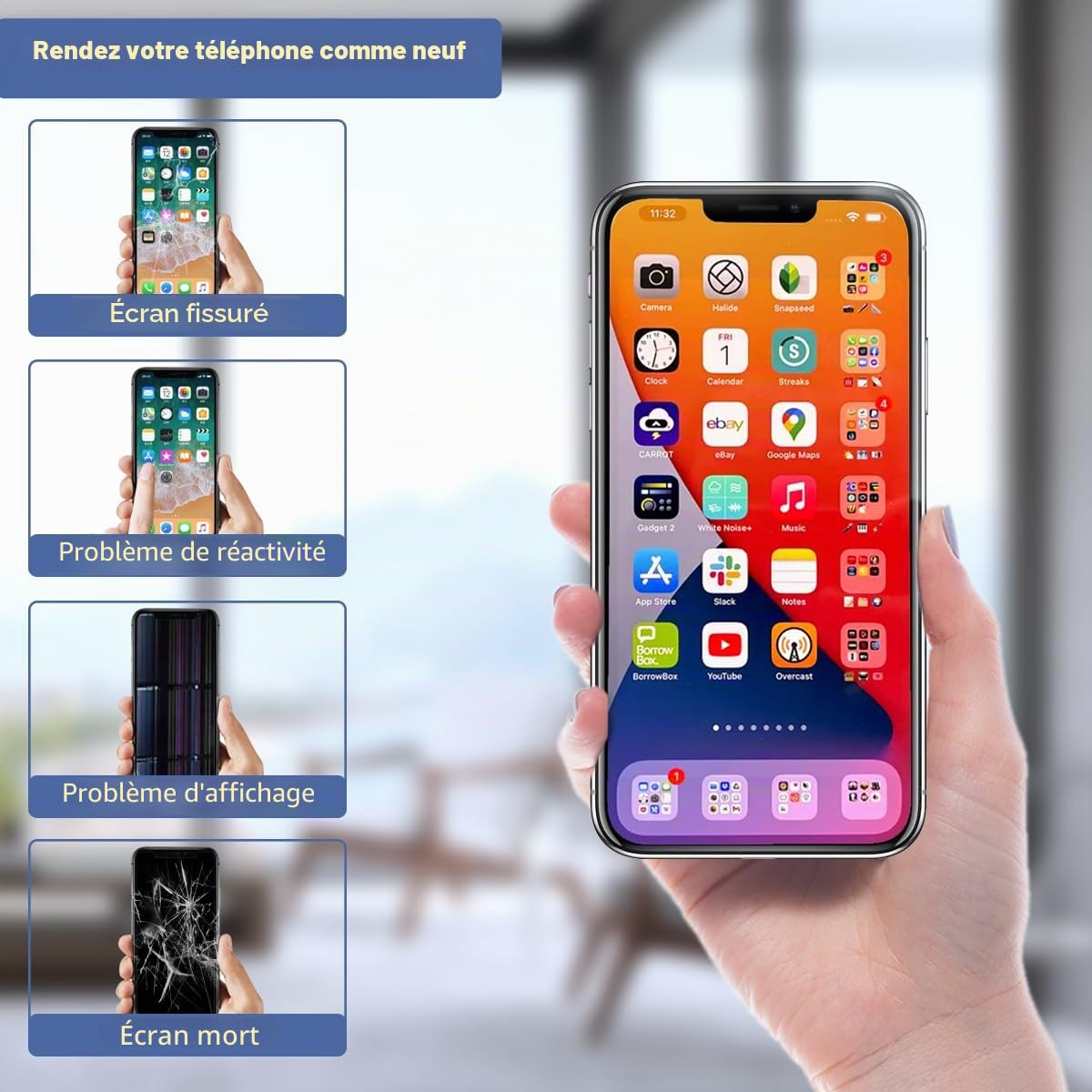 Yodoit Écran pour iPhone 13 LCD Ecran 6,1" FHD Tactile Vitre 3D Touch Face ID Digitizer Complet et Kit de réparation