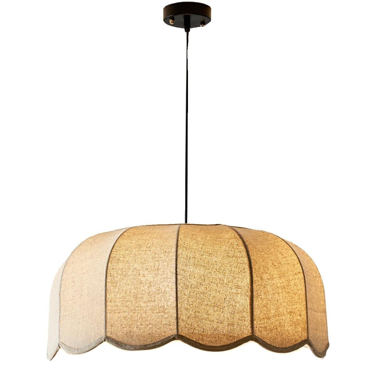 Lustre tambour bohème en lin avec abat-jour rétro suspension