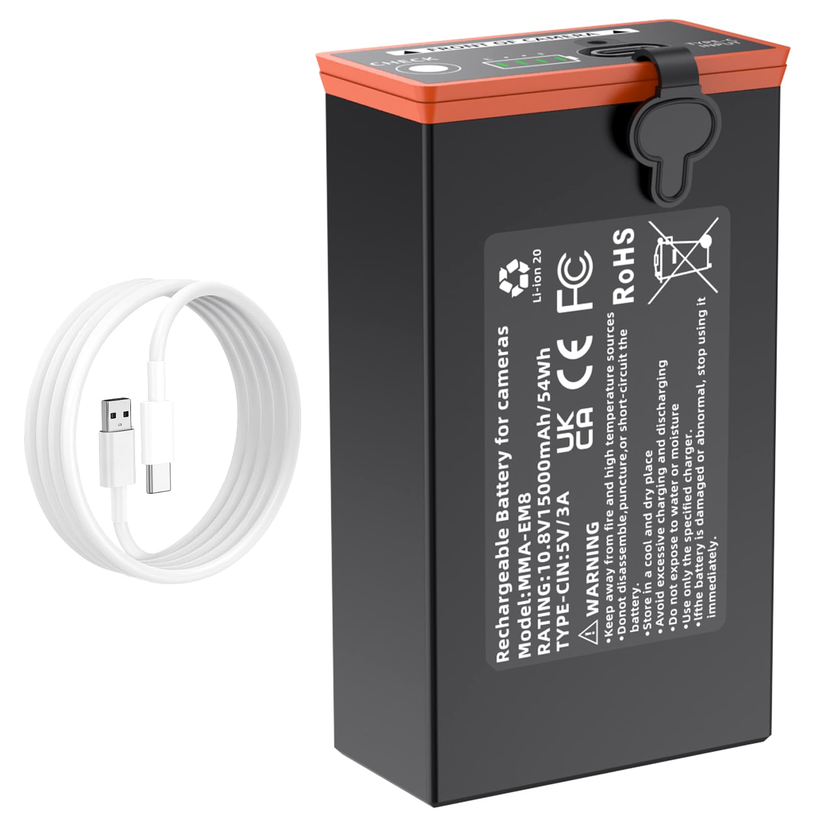 5.0Ah Rechargeable Battery Pack Compatible with Moultrie Edge Cellular Trail Camera, 10.8V 54Wh Lithium Replacement for Power Mag Fits Edge 2, Edge 3, Edge Pro &amp; Pro 2, with USB-C Cable