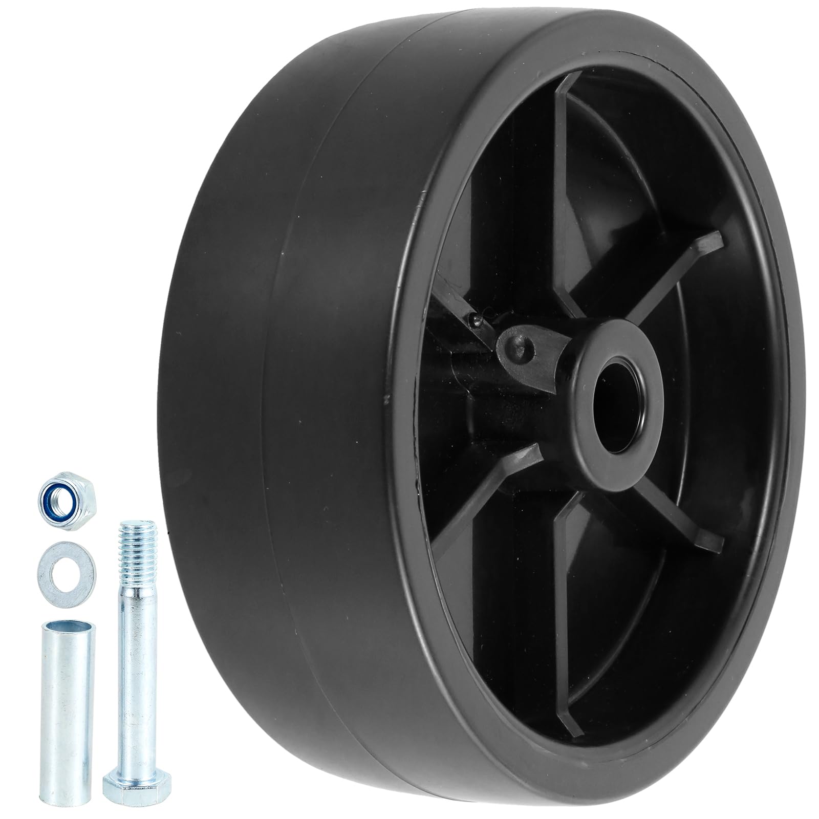 LZVXTYM Trailer Jack Wheel Replacement, 1200lbs Capacity Plastic Trailer Jack Wheel, Practical Trailer Tongue Jack Wheel with Screw Kit for Boat Trailer Jack with Wheel(Black,1)