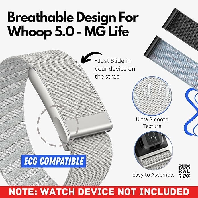 Image of Nylon Wrist Strap for Whoop 5.0 Life /MG Band ECG Compatible Strap - Durable, Adjustable Strap | Breathable, Comfortable Bands for Workout, Sleep (Device Not Included)