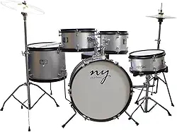 Bateria Acústica Infantil Junior 2T Prata com Banco New York