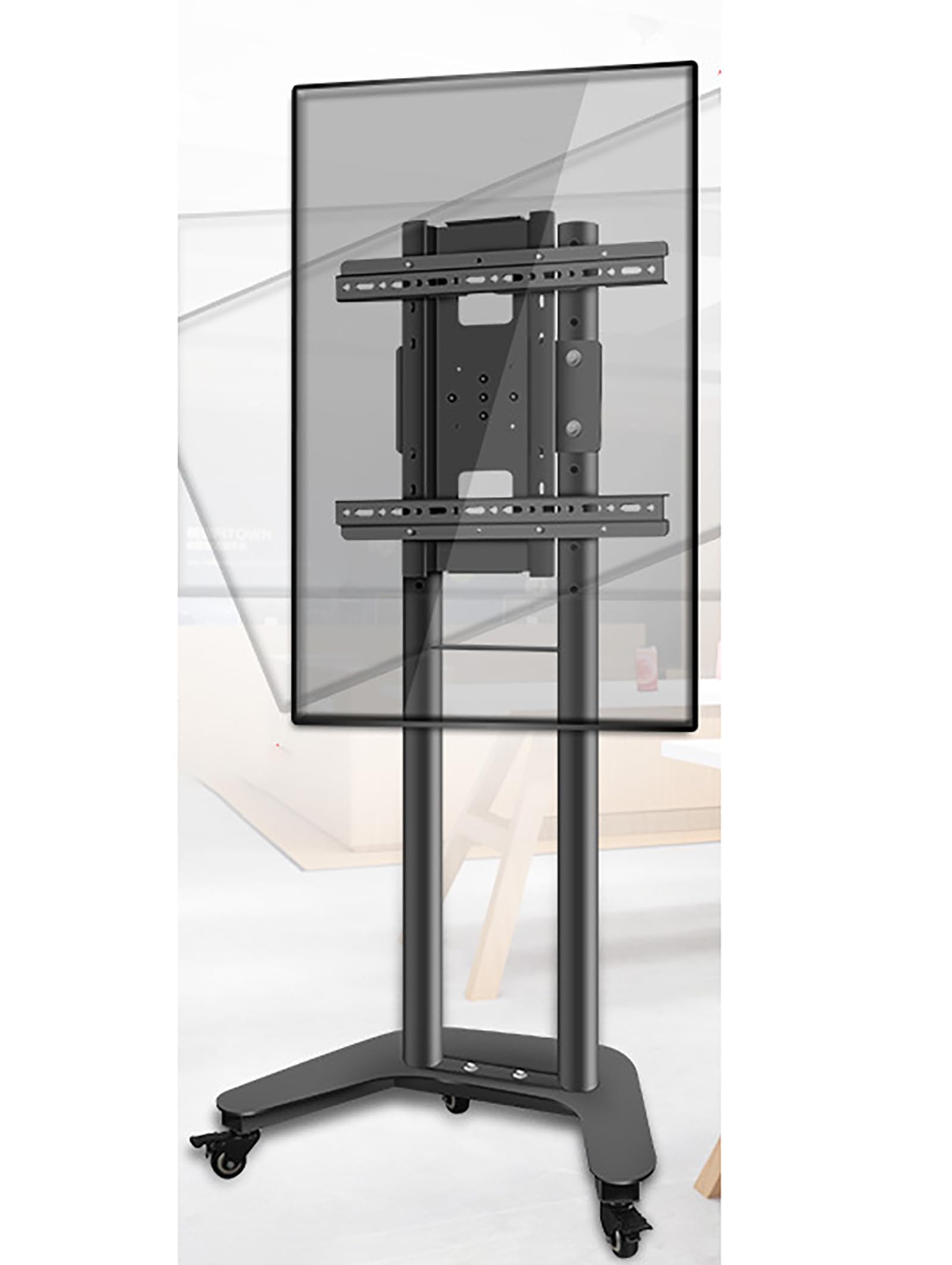 OLSKFUH Mobile Tv Cart For 32-60 Inch Tvs, Height Adjustable Rooling Tv Stand With Wheels, 0-90° Horizontal And Vertical Screen Rotation,