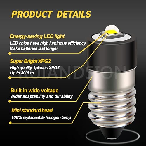 Miniatura 2 de Ruiandsion Bombillas LED E10 de 1 a 9 V con indicador de tornillo en miniatura para faros, linternas, luces de trabajo de bicicleta, lámpara de