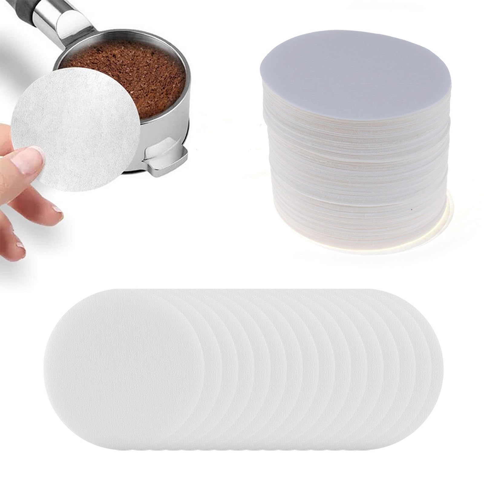 VANANA 600pcs Replacement Paper Filter Packs, 51mm Unbleached Coffee Filter Paper Round Coffee Maker Filters, Compatible with Espresso Makers, Disposable Coffee Tea Filters (51mm)