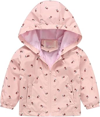 Generic Toddler Baby Spring Jacket Girls Boys Cute Cartoon Windbreaker Coats Rain Jacket Hooded Zip Light Outerwear
