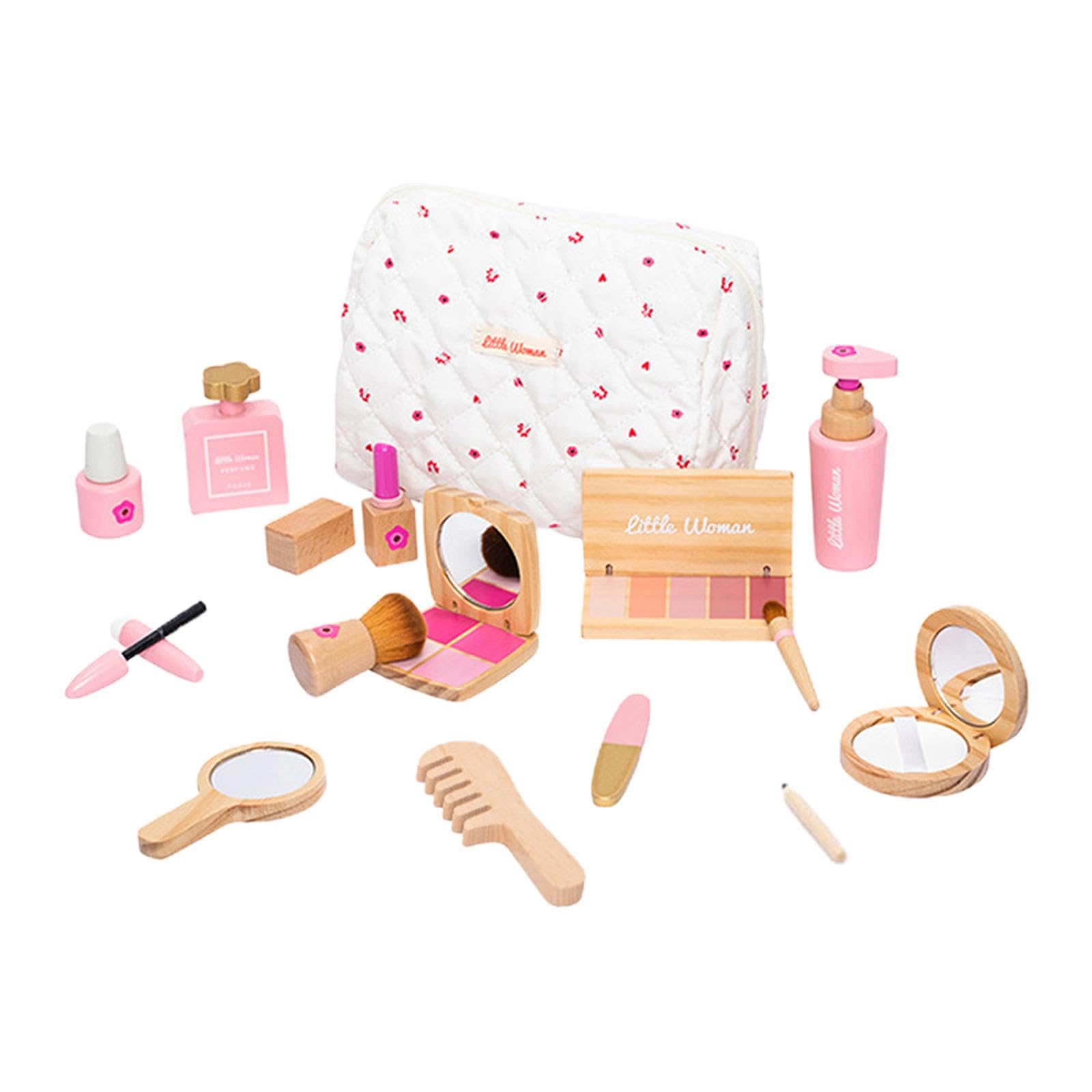 Perfeclan Ensemble de Maquillage Jouet Jouets de Maquillage en Bois pour Princesse Habiller Jouets d'anniversaire Cadeau