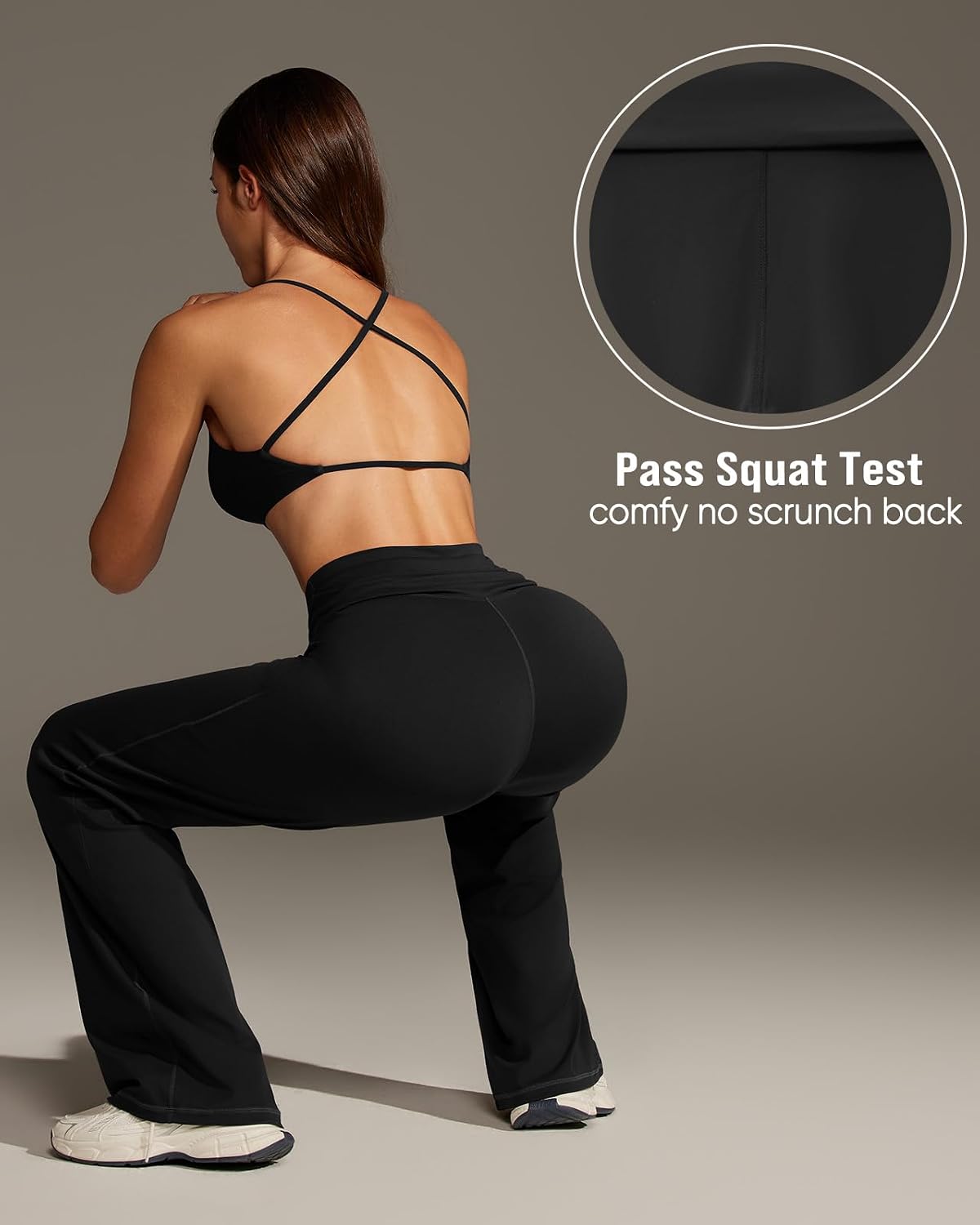 OMKAGI No Front Seam Wide Leg Pants for Women High Waisted Workout Leggings