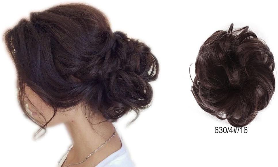 ShowPower 6"/16cm Daily Use Rubber Band Circle Curly Hair Extension Piece (Light Black 630/4#/16)