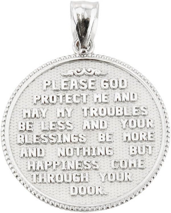 Firefighter Maltese Cross 925 Sterling Silver with Prayer Blessing Pendant Necklace