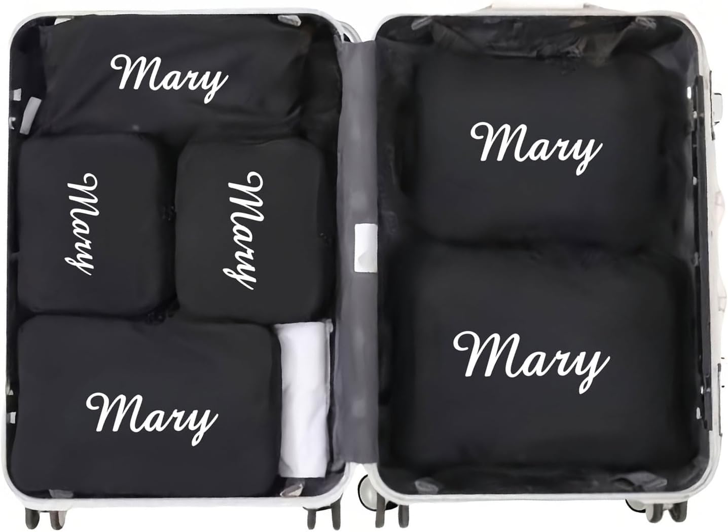 Personalized Packing Cubes Set of 6 with Custom Name, Travel Organizer Bags for Suitcase, Lightweight Luggage Storage Cubes for Clothes Shoes Toiletries, Travel Essentials