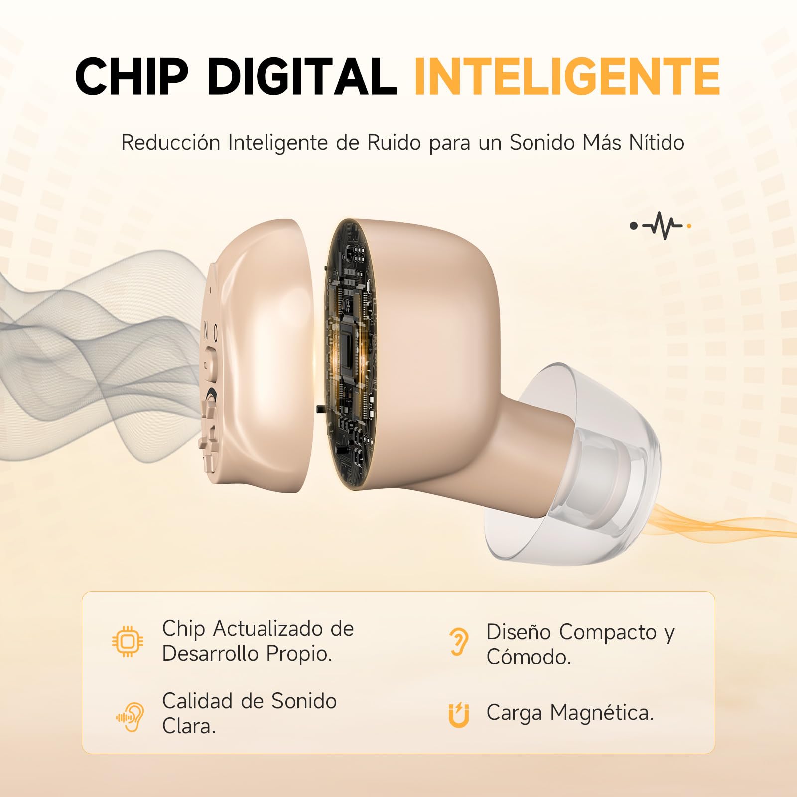 Britzgo Nuevo dispositivo de cancelación de ruido Compacto y portátil con estuche de carga (beige)