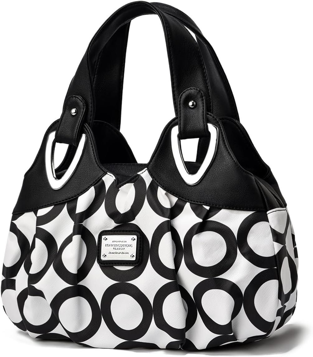 Fashion Vegan Leather Handbag for Women Multi Pocket Large Tote Bags Satchel Printed Purses Soft Hobo Bag