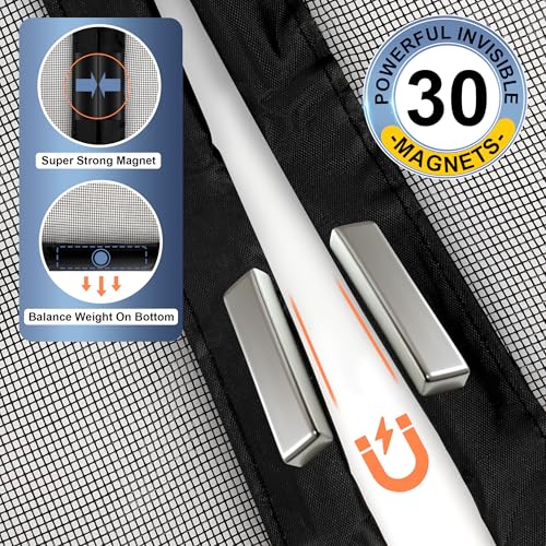 Image of METAONLY Fiberglass Magnetic Screen Door Mesh, Works for Patio, Sliding Door, Keeps Bug Mosquito Out, Fresh Air Flow, Fits 36 inch x 80 inch Door - Curtain Size 38 inch x 82 inch, Black