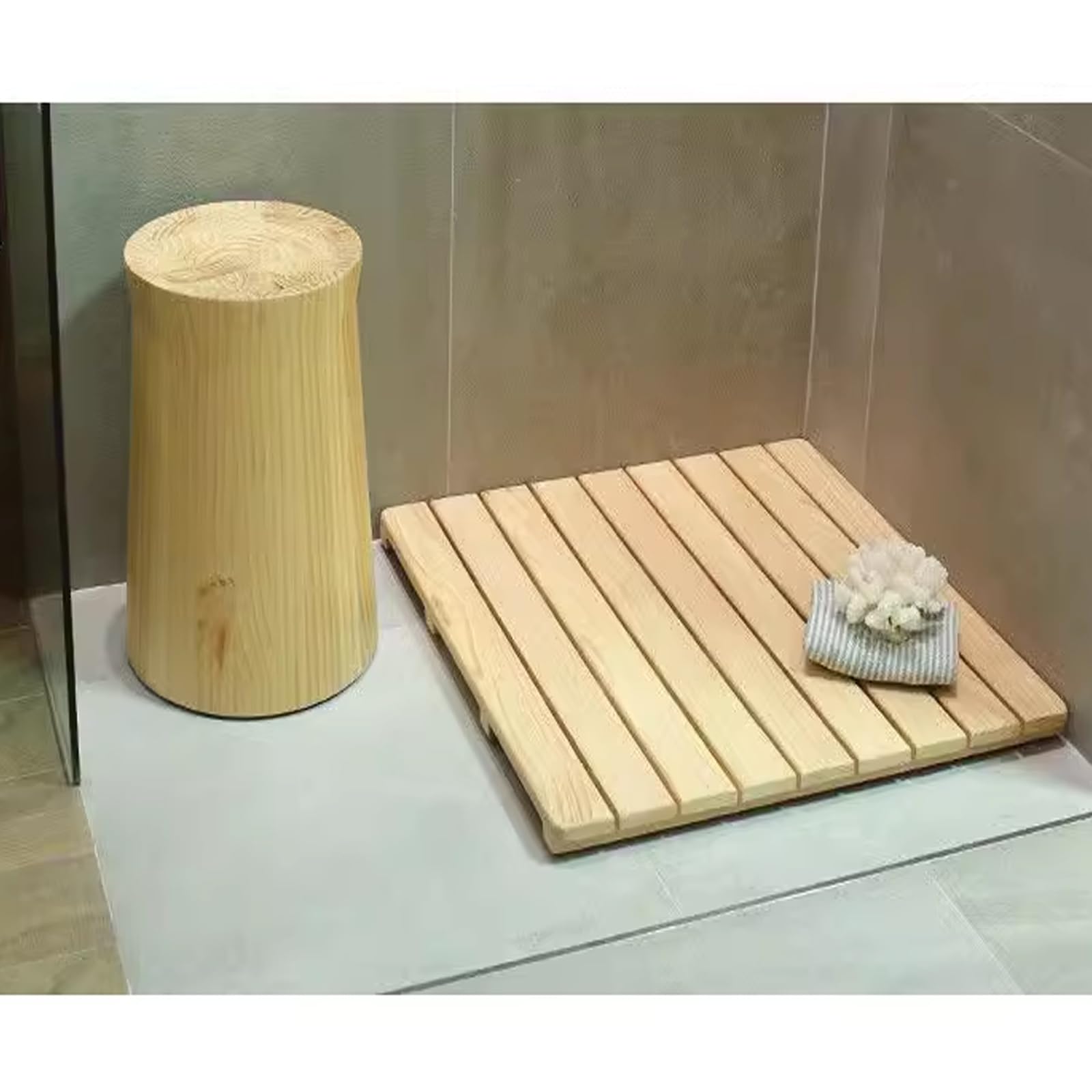 Genérico Alfombrilla de baño de Madera Antideslizante - Felpudo de Ducha de bambú Natural, Rectangular, con Patas Antideslizantes (60 x 110 cm/24 x 43 Pulgadas) para Mayor Seguridad y Comodidad en el