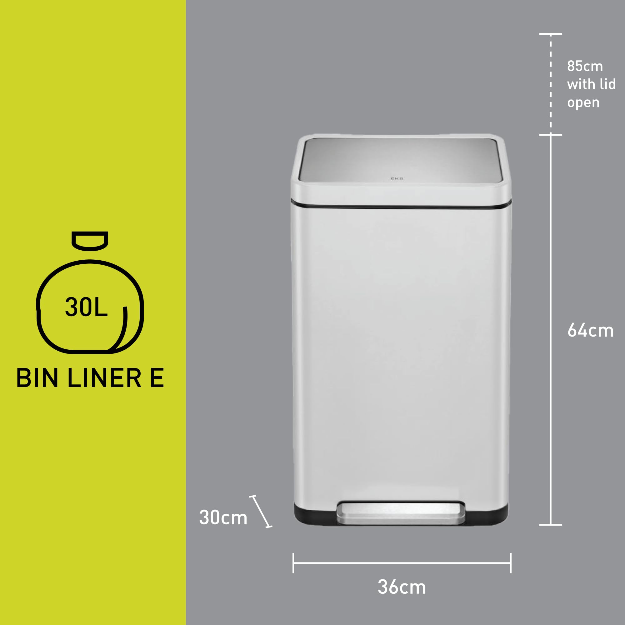 eko x cube pedal bin 30l Kitchen Stainless Steel, Fingerprint-resistant Bin, Soft Close Waste Disposal Dustbin with Removable Inner Bucket, Deodoriser & Silicone Seal, Brushed Stainless Steel Home & Kitchen Custom lefty pedal board village Color:BLUE002