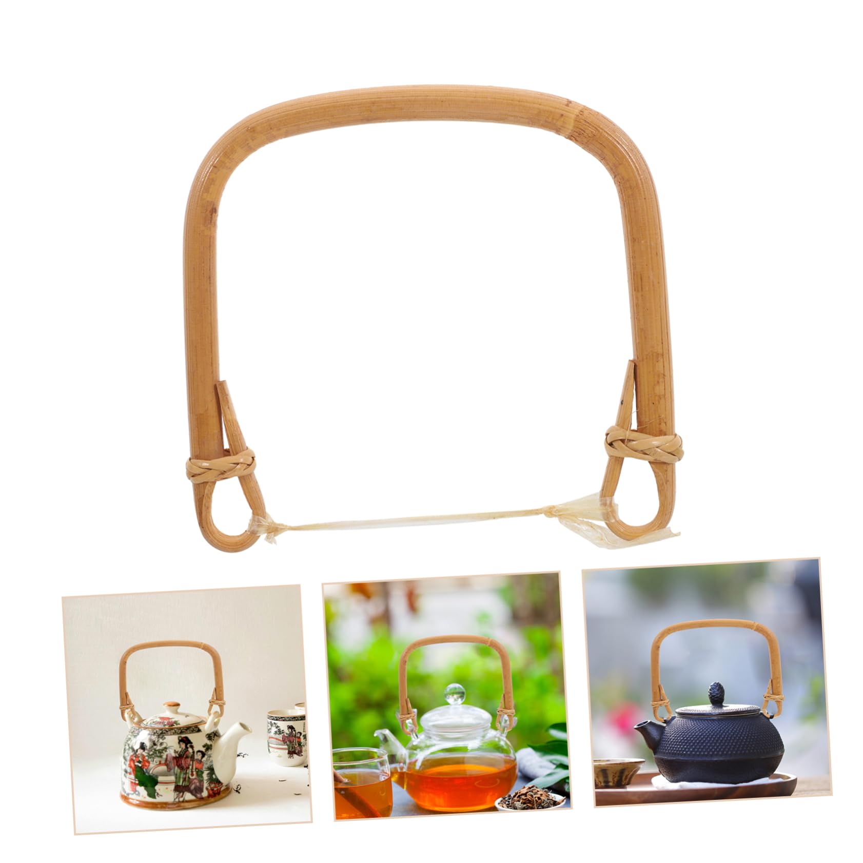 GALPADA Asa de Tetera de Cerámica Grande Forma U 13-15 Mm Ratán Teñido Resistente al Calor para Juego de Té Japonés Uso en Cocina y Repuesto Funcional