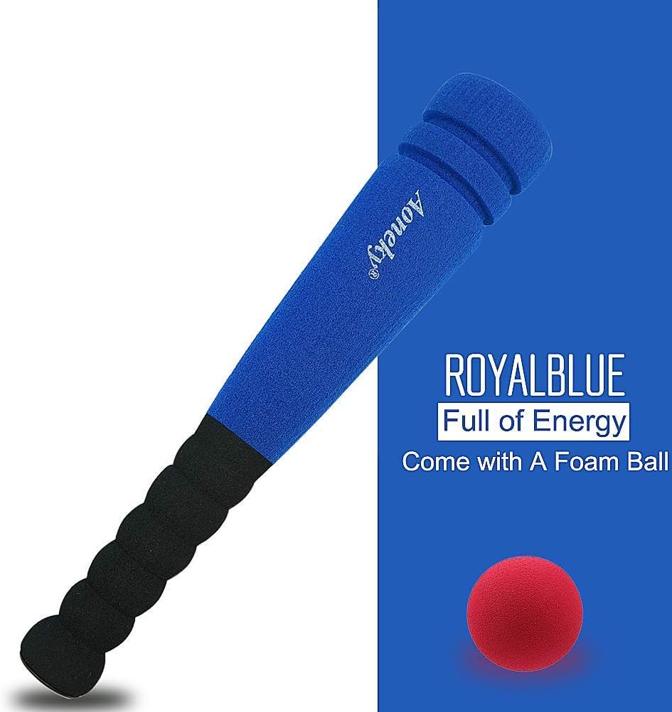 Aoneky 11.8 Inch Mini Foam Baseball Bat and Ball Set for Toddlers 1-3 Years, Soft & Safe First Bat, Lightweight T-Ball Bat for Boys Girls, Indoor Outdoor Sports Toy (Blue)