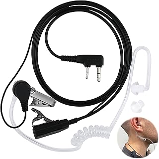 Auriculares Walkie Talkie de 2 Pines con Botón PTT, Pinganillo Transparente Tubo Acústico Compatible con Baofeng UV-5R BF-888S RT24 RT622 RT27 RT619 Kenwood Proster