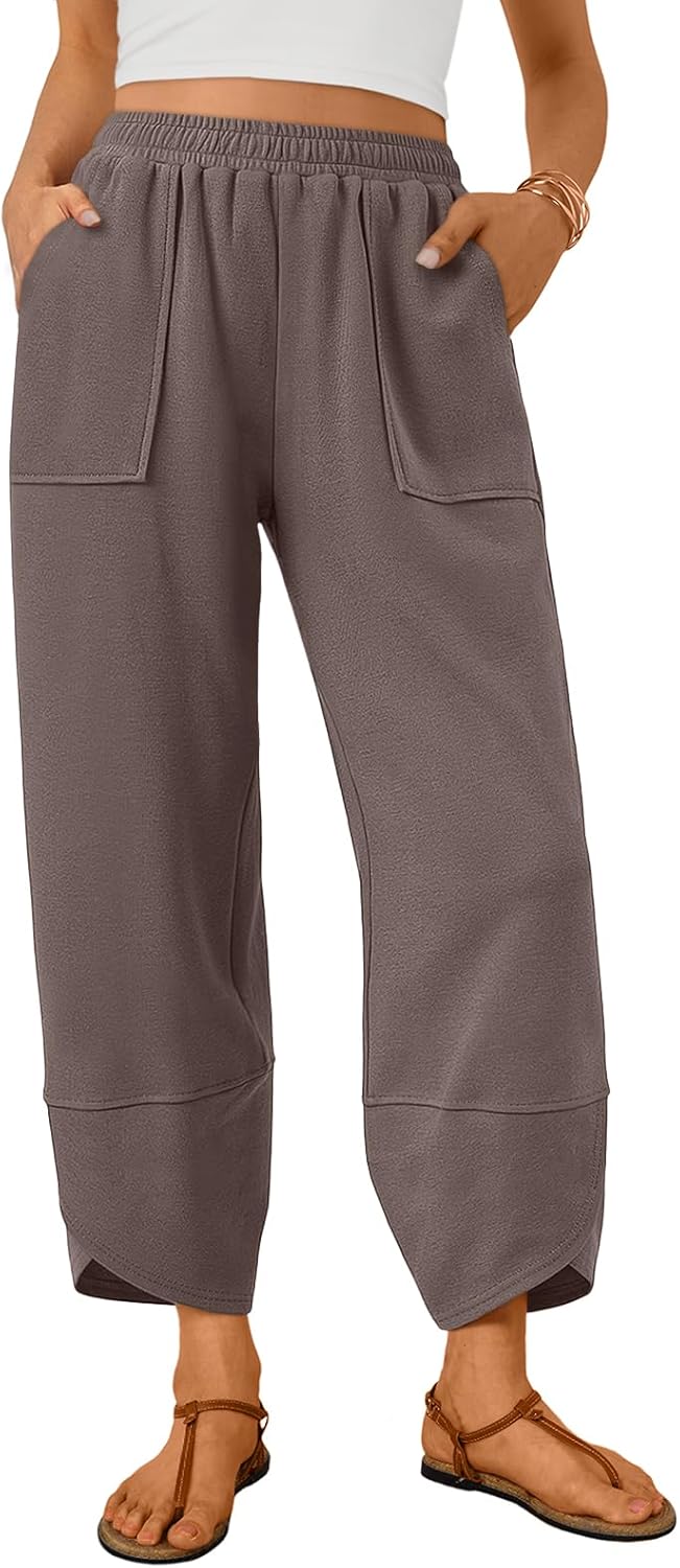 Trendy Queen Women's Wide Leg Pants, Soft Cotton Blend with Pockets for Casual Summer