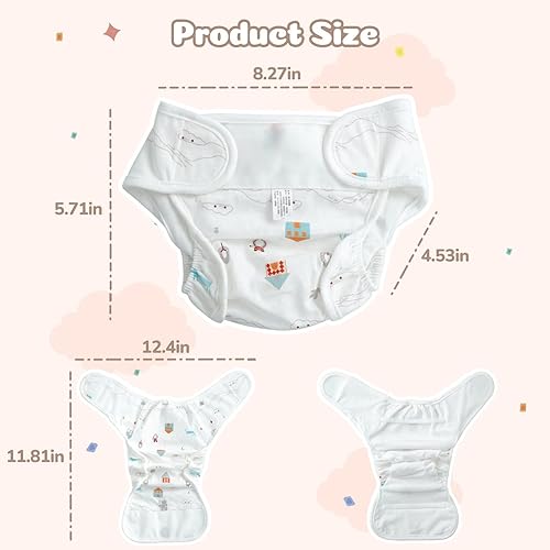 Miniatura 6 de JIZHI 4 pañales de muñeca Reborn reutilizables para muñecas de 17 a 24 pulgadas, ropa interior para muñecas, pañales lavables con bonitos patrones